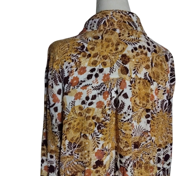 Anthropologie The Romy Relaxed Fit Floral Boho Button Front Blouse Size XL - Picture 6 of 8